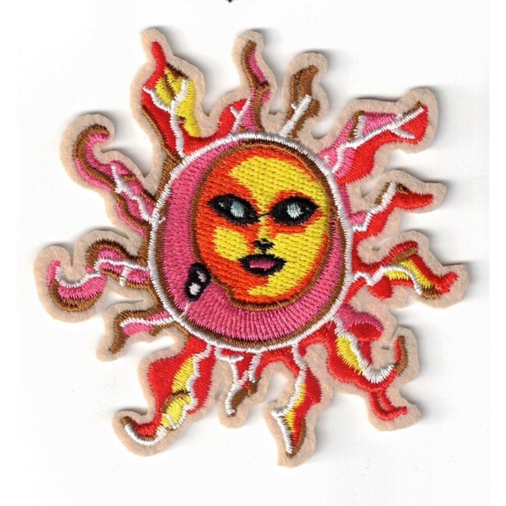 Sun MoonVibrant Face 3x3in Embroidered Iron-on Patch
